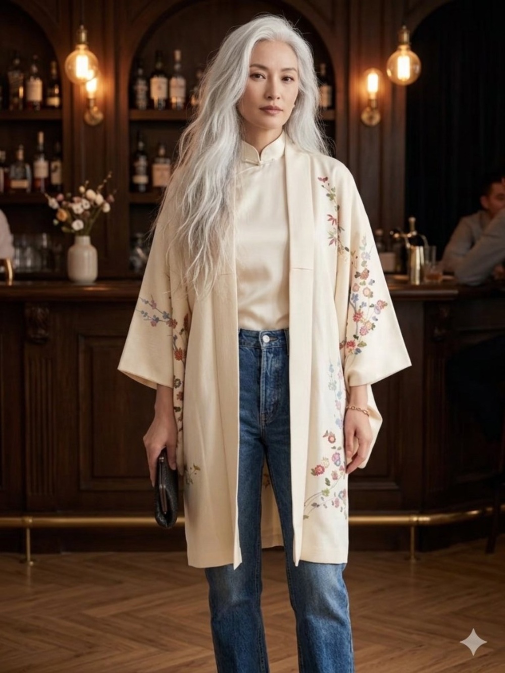 Antique Silk Cream Kimono Jacket